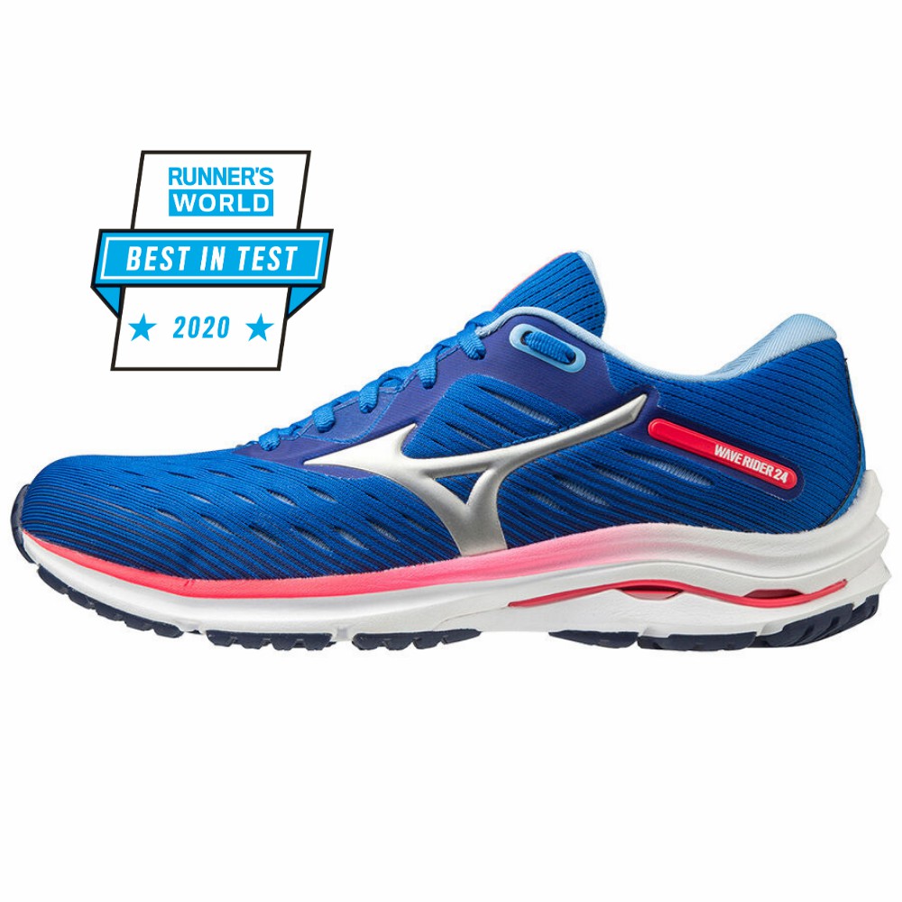 Mizuno Wave Rider 24 - Bayan Koşu Ayakkabısı - Mavi/Pembe Türkiye (VGJEXW-873)